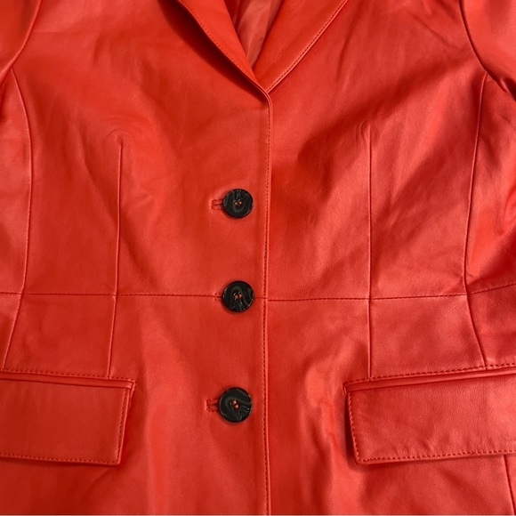 ASOS DESIGN premium Red leather waisted suit blazer size 14 - Picture 9 of 14